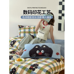 ins甜酷哈曼貓牛奶絨加厚四件套多巴胺雙面珊瑚絨被套卡通三件套4