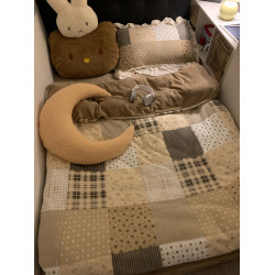 晚安貓博主風ins拼接碎花保暖牛奶絨四件套加厚絨花邊三件套床品