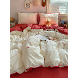 ins韓版被套床單四件套少女心學生宿捨非純棉全棉床上三件套被罩