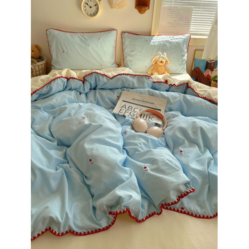 ins韓版被套床單四件套少女心學生宿捨非純棉全棉床上三件套被罩