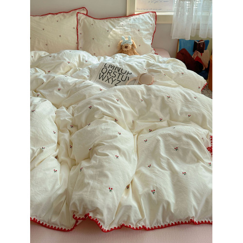 ins韓版被套床單四件套少女心學生宿捨非純棉全棉床上三件套被罩