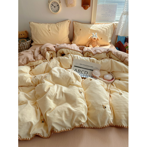 ins韓版被套床單四件套少女心學生宿捨非純棉全棉床上三件套被罩