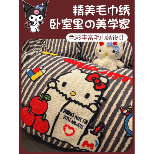 KT貓全棉加厚磨毛床上四件套純棉兒童床品被套宿捨床單三件套床包