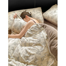 冬季加厚法式牛奶絨床上四件套加絨床單床品珊瑚法蘭絨被套三件套