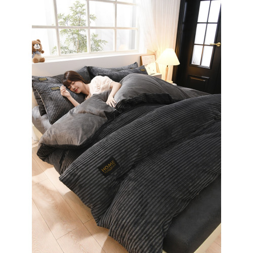 牛奶絨四件套魔法絨秋冬季加絨加厚珊瑚絨被套床單三件套2025新款