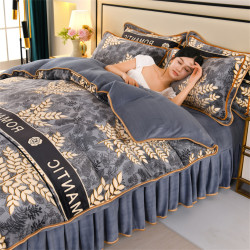 2025新款加厚牛奶絨被套四件套冬季雙面絨珊瑚絨保暖法蘭絨床裙款