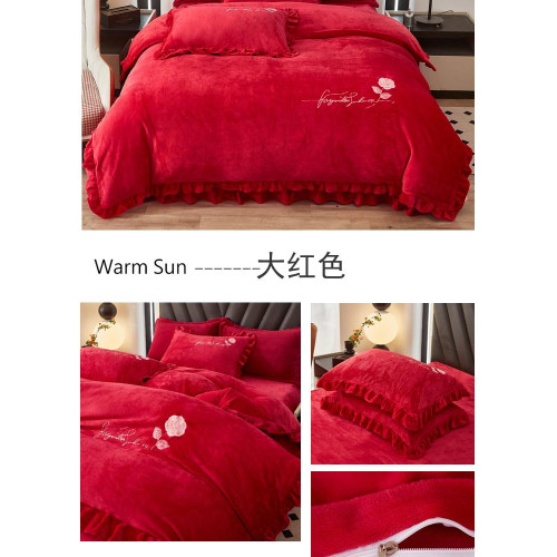 加厚牛奶金貂絨四件套冬季珊瑚絨雙面毛絨法蘭絨被套床裙床上用品