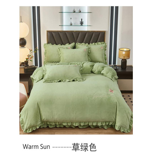 加厚牛奶金貂絨四件套冬季珊瑚絨雙面毛絨法蘭絨被套床裙床上用品