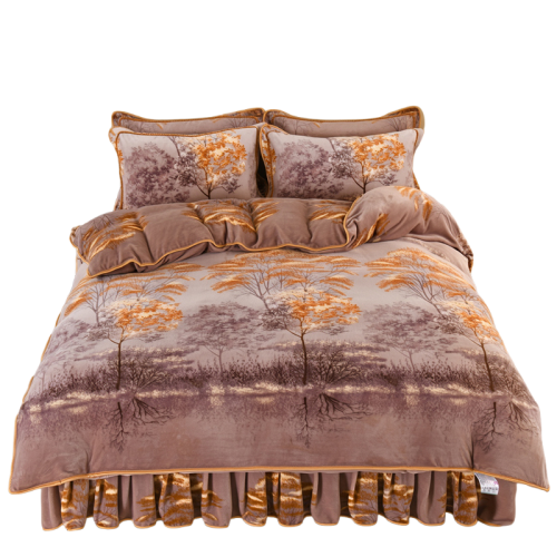 冬季加厚牛奶絨四件套雙面珊瑚絨寶寶短毛絨床上被套床單2025新款