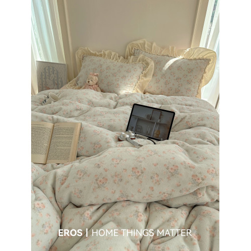 EROS自製︱霧島聽風牛奶絨四件套秋冬小清新ins韓系保暖床包被套