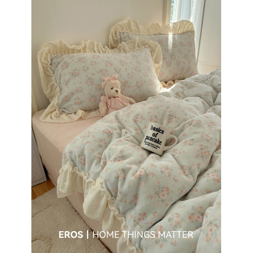 EROS自製︱霧島聽風牛奶絨四件套秋冬小清新ins韓系保暖床包被套