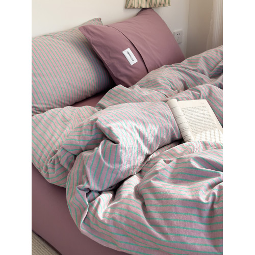 CARILLO HOME印花條紋全棉純棉床上四件套混搭風床品床單被套床包