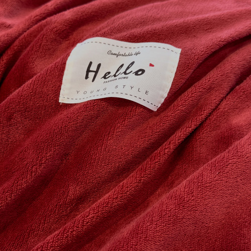 秋冬季牛奶絨被套單件雙面加絨加厚酒紅色珊瑚絨被罩床單四件套