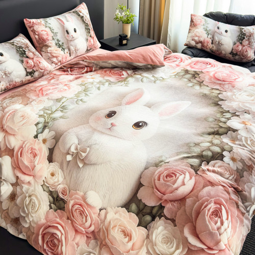 立體5D大卡通牛奶絨四件套加厚被套雙面絨可愛加絨冬季床單保暖品