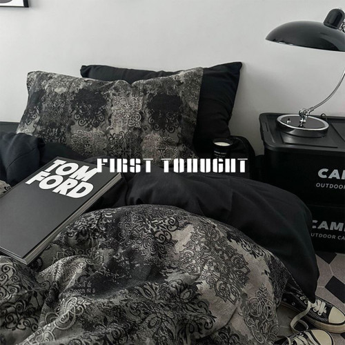 ins復古侘寂風床上用品四件套簡約床單被套單人宿捨三件套水洗棉