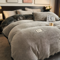 冬天牛奶絨床上四件套冬季加厚珊瑚絨被套法蘭絨床單三件套床包款