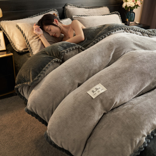 冬天牛奶絨床上四件套冬季加厚珊瑚絨被套法蘭絨床單三件套床包款