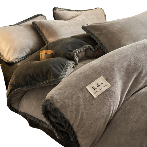 冬天牛奶絨床上四件套冬季加厚珊瑚絨被套法蘭絨床單三件套床包款