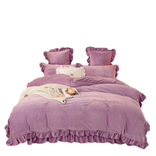 珊瑚絨四件套高級加厚水晶絨韓版牛奶絨保暖床單被套冬季寶寶絨4