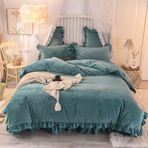珊瑚絨四件套高級加厚水晶絨韓版牛奶絨保暖床單被套冬季寶寶絨4