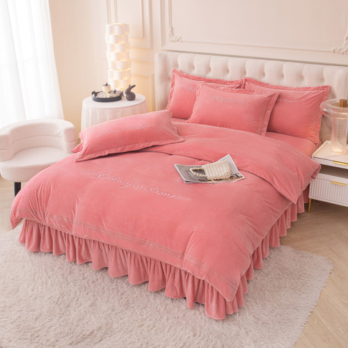 珊瑚絨四件套高級加厚水晶絨韓版牛奶絨保暖床單被套冬季寶寶絨4