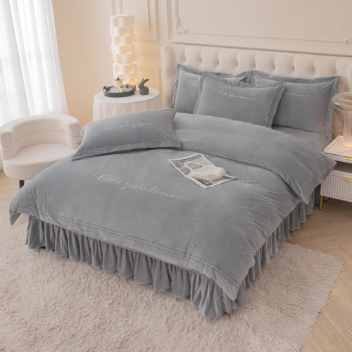 珊瑚絨四件套高級加厚水晶絨韓版牛奶絨保暖床單被套冬季寶寶絨4