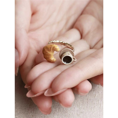 RORY戒指牛角包可頌咖啡杯開口戒可調節手飾可愛指環手工禮盒 RORY戒指牛角包可頌咖啡杯開口戒可調節手飾可愛指環手工禮盒