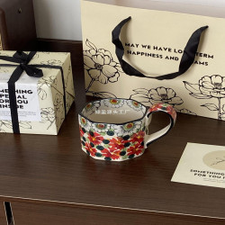 波蘭復古手繪紅漿果馬克杯感生日禮物伴手禮杯子陶瓷咖啡杯