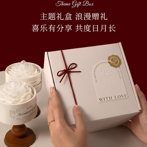 山茶花香薰蠟燭禮盒結婚生日酥油燈臥室高級感伴手禮物送女生花朵