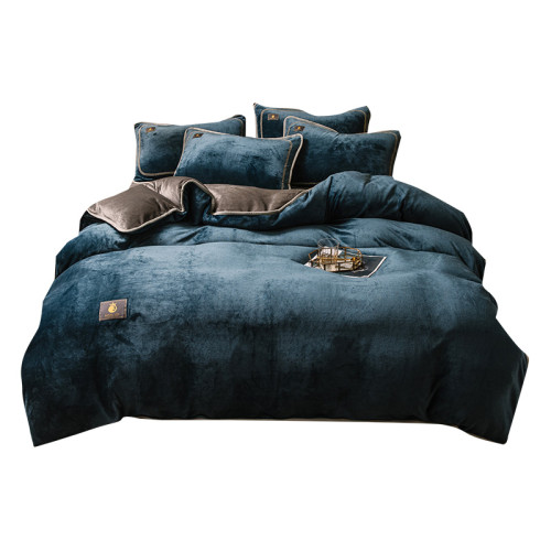 輕奢牛奶絨四件套冬季珊瑚絨法蘭絨保暖純色加絨防靜電床品高級感