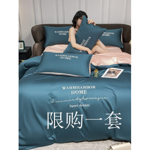 輕奢簡約四件套高級感純棉100全棉裸睡被套歐式床單床包床上用品