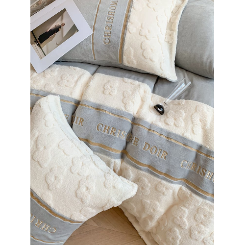 法式小香風牛奶絨床上四件套冬季雙面加絨加厚被套珊瑚絨床單床品