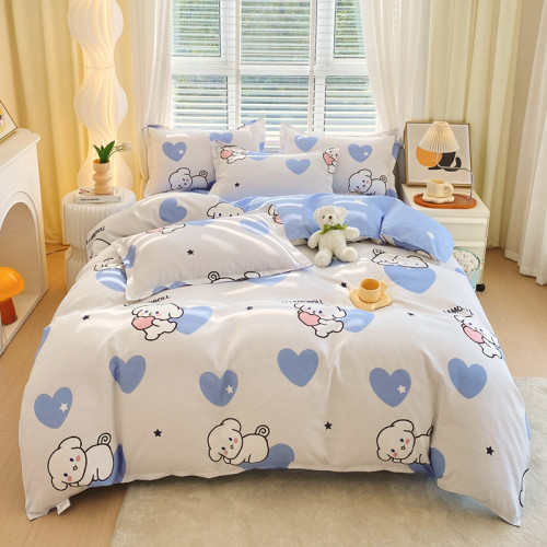 小清新床單床包款四件套磨毛被套被罩全棉純棉學生宿捨床上三件套