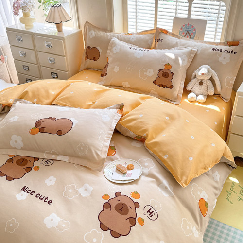 小清新床單床包款四件套磨毛被套被罩全棉純棉學生宿捨床上三件套