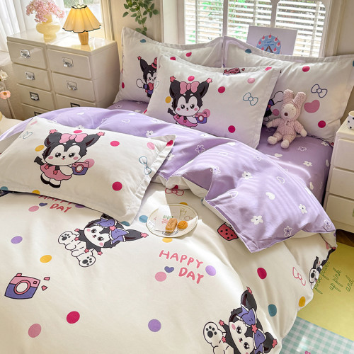 小清新床單床包款四件套磨毛被套被罩全棉純棉學生宿捨床上三件套