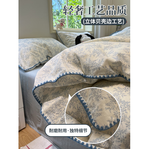 A類母嬰級全棉雙層紗床上四件套小碎花純棉被套床單床品四季通用4