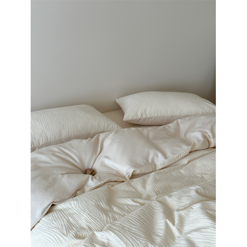 A類全棉侘寂風高級肌理感床包四件套純棉日式簡約風提花春夏被套