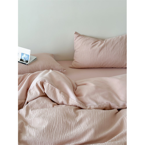 A類全棉侘寂風高級肌理感床包四件套純棉日式簡約風提花春夏被套