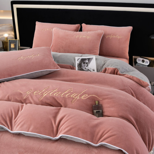 37℃恒溫保暖冬季牛奶絨床上四件套珊瑚雙面絨床單被套加厚床包