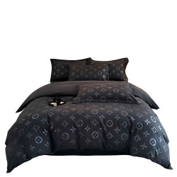 潮牌網紅輕奢黑色男生高級感四葉草親膚水洗棉宿捨床單被套四件套