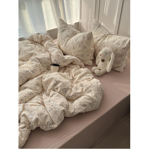 韓系少女ins小碎花水洗棉四件套軟糯親膚被套床單學生宿捨三件套