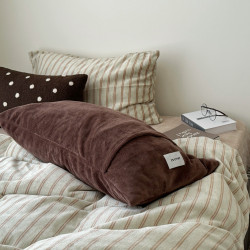 【花臉貓】墨綠情書！博主風調性親膚柔軟牛奶絨條紋簡約四件套