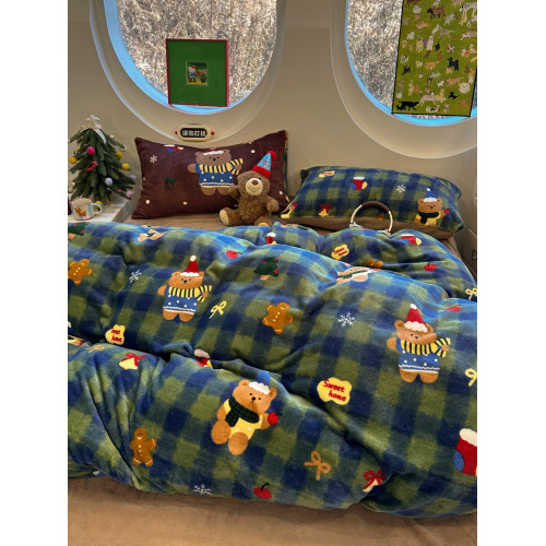 聖誕ins牛奶絨床上四件套冬季加厚毛絨被套床單人三件套保暖床品4