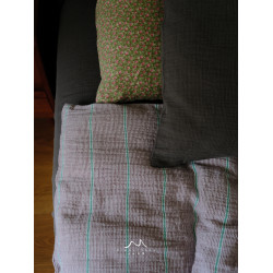 紫牋條紋·色織純棉紗碎花條紋秋冬被套床單床包四件套贈1枕套