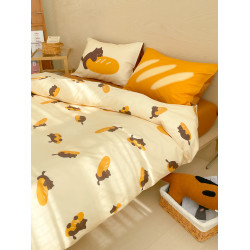 麵包小貓 獨家款全棉四件套100純棉床單被套床包款三件幸福感卡通