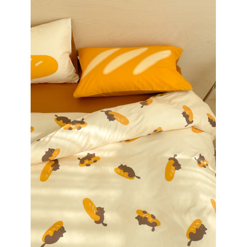 麵包小貓 獨家款全棉四件套100純棉床單被套床包款三件幸福感卡通