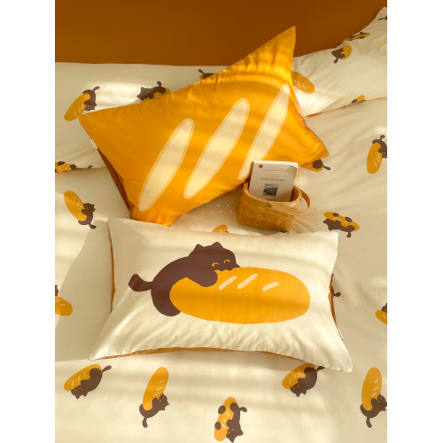 麵包小貓 獨家款全棉四件套100純棉床單被套床包款三件幸福感卡通