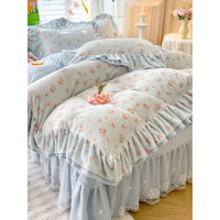 小紅書推薦冬季公主風雙面牛奶絨床蓋四件套A類加厚保暖花邊被套