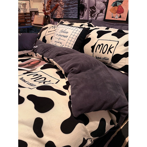 ins冬季牛奶絨床上四件套珊瑚絨被套雙面法蘭絨加絨厚床單三件套4