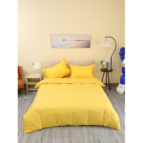 床單四件套全棉純棉金黃色被套床包款床上用品三件套床品斜紋純色